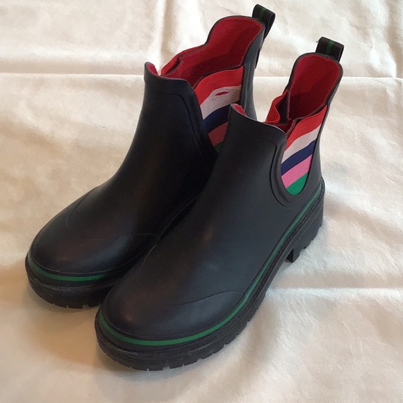 Boden Lug Sole Navy/Rainbow Rain Boots 8.5 UK 6- Fits big like a 9! - Picture 2 of 9